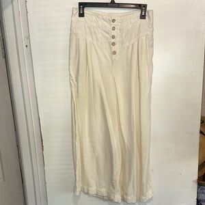 Anthropologie Cream Wide Leg Pants